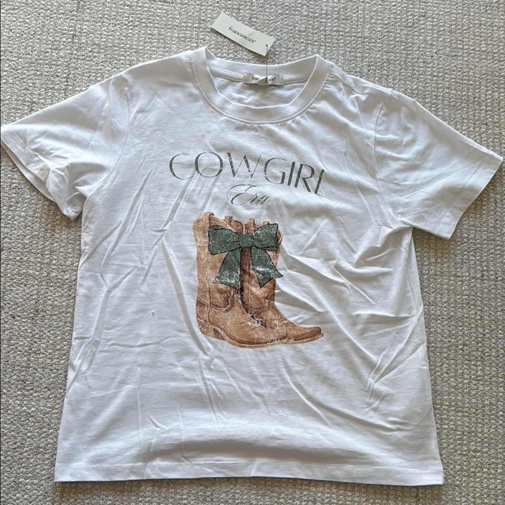 Cowgirl Graphic Tee with Boots Design